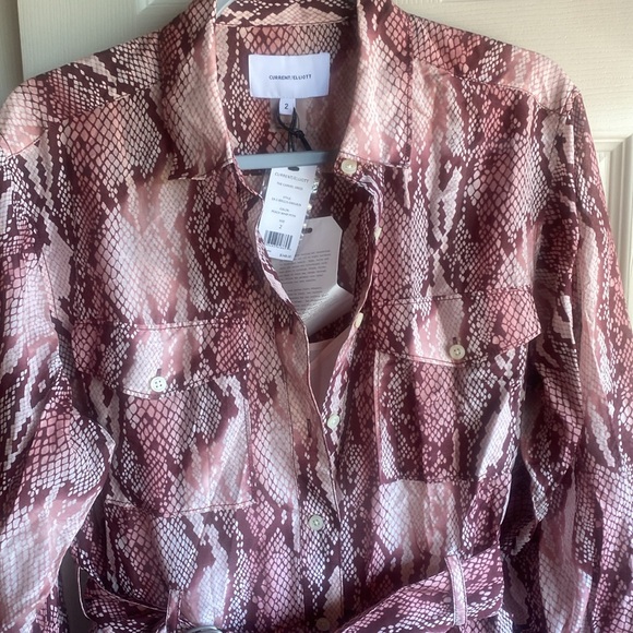 Current Elliott NWT Carmel Python Print Slip & Belted Long Sleeve Dress sz 2 - Picture 6 of 15